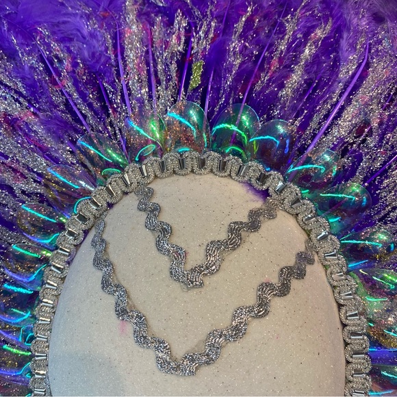 Purple Feathers Venetian Carnival Masquerade Face Mask - Picture 3 of 6